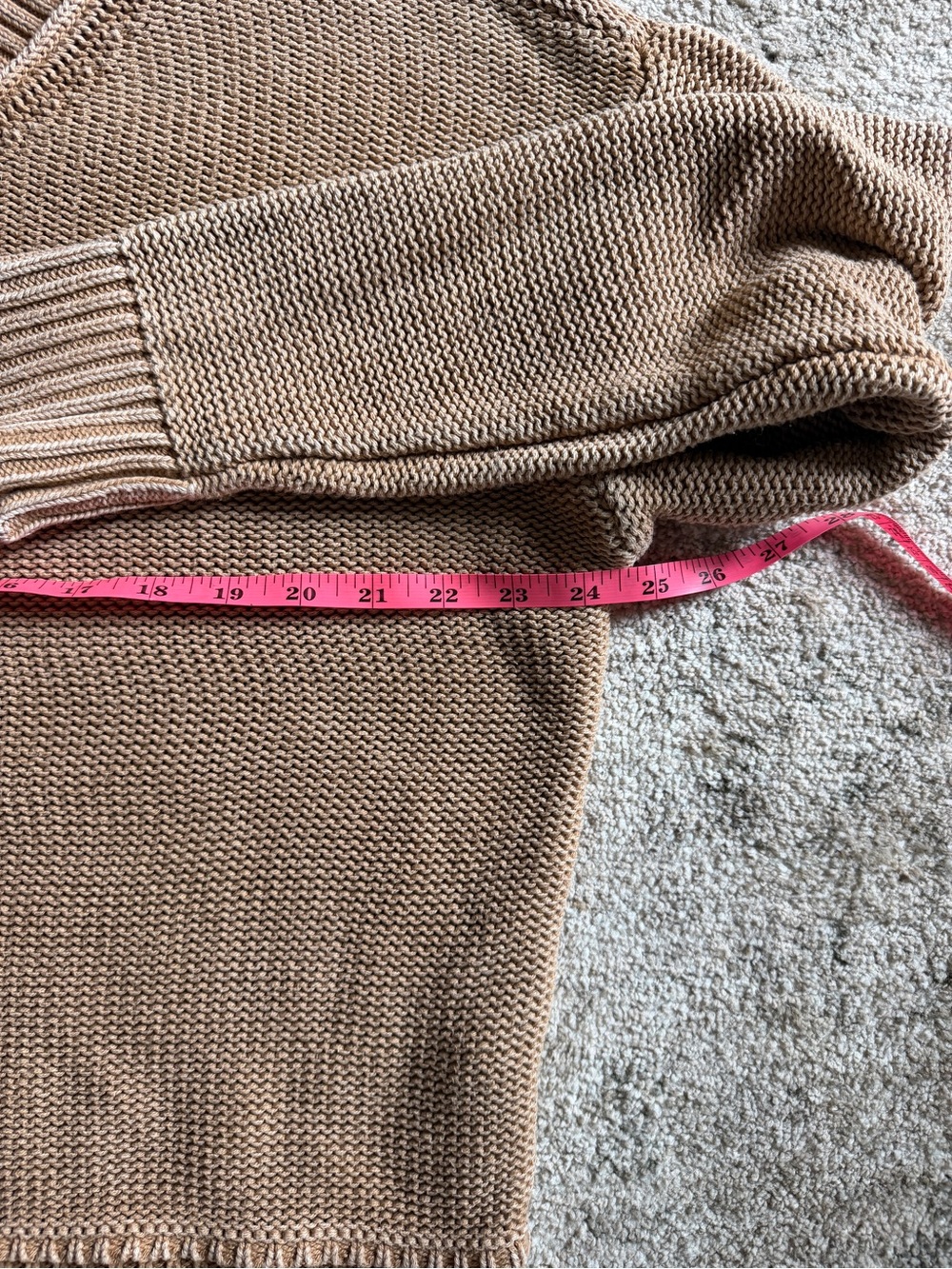 American Eagle 100% cotton camel v-neck oversized knit sweater | size small - Picture 11 of 11